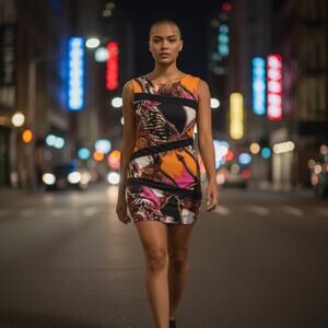 EVA VARRO Colorblock Sheath Knit Minidress - Size Small